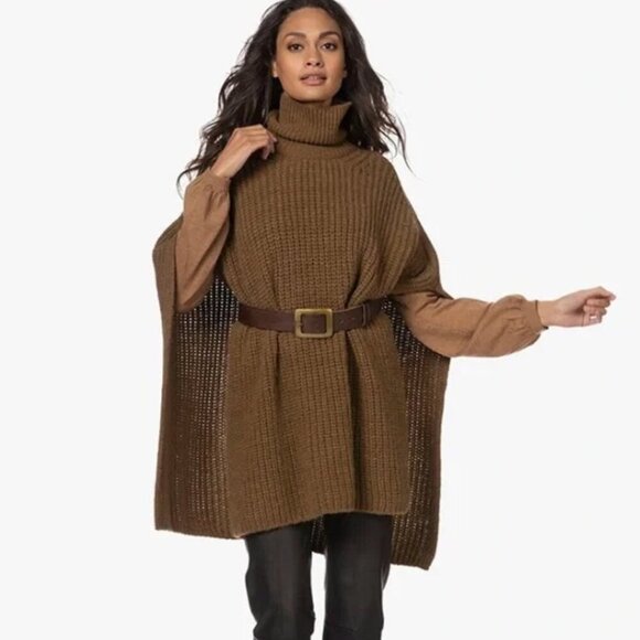 Closed Baby Alpaca Blend Chunky Knit Poncho | Tawny Brown | XS - Picture 3 of 8